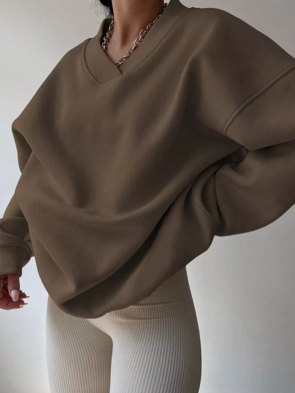 Dropped Shoulder Long Sleeve Oversized Sweatshirt, image 9
