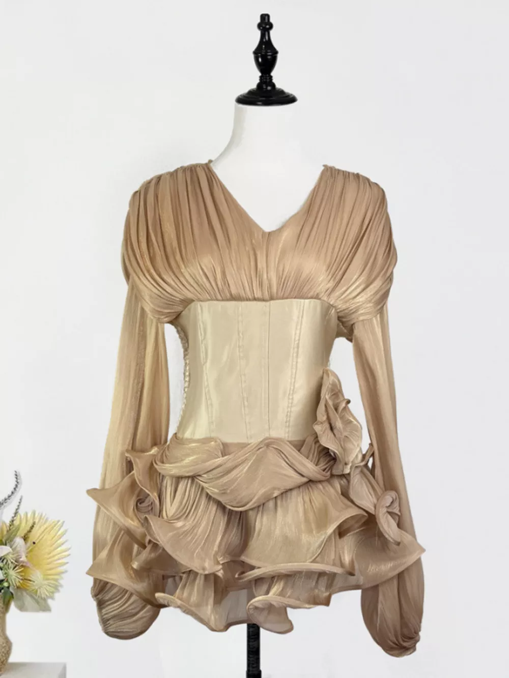 Ruffled Long Sleeve Mini Dress, image 10