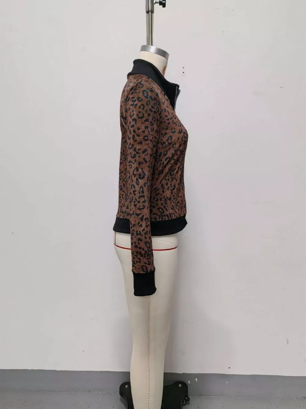 Leopard Print Knit Zip-Up Outerwear, image 6