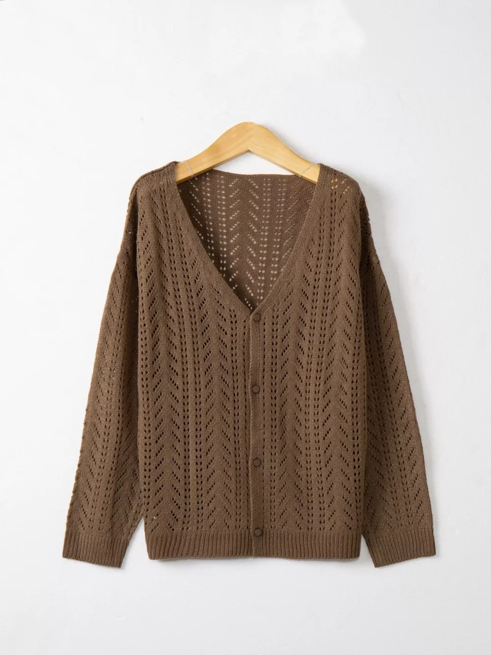 Openwork V-Neck Cardigan, image 16