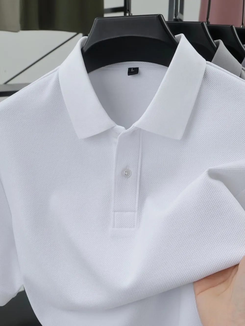 Men's Plus Size Button Detail Short Sleeve Polo, image 4
