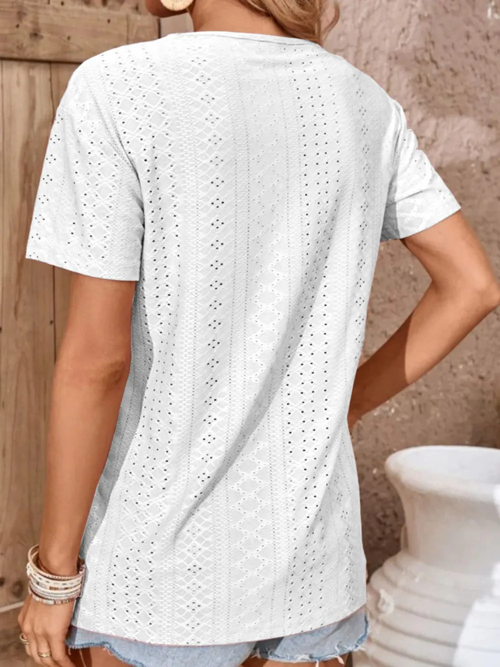 Eyelet Crisscross Short Sleeve T-Shirt, image 5