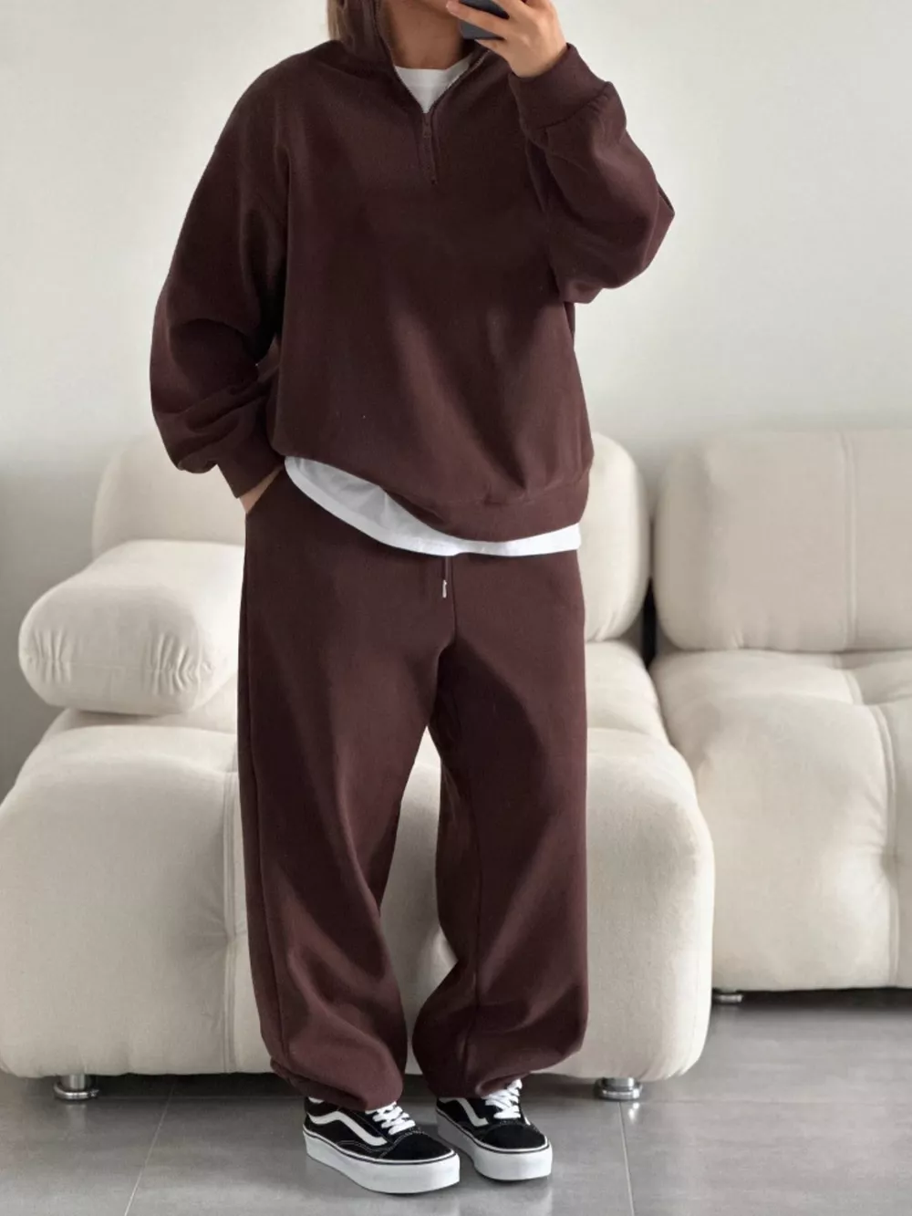 Quarter-Zip Top and Wide-Leg Sweatpants Set, image 16