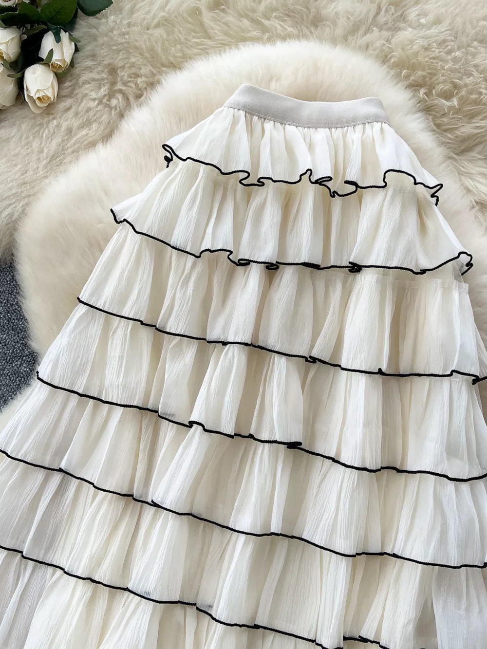 Ruffled Contrast Trim Skirt, image 3