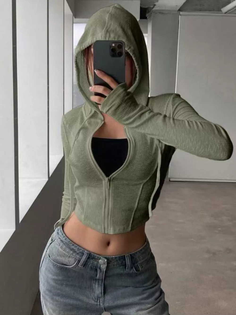 Ribbed Knit Cropped Zip-Up Outerwear, image 24