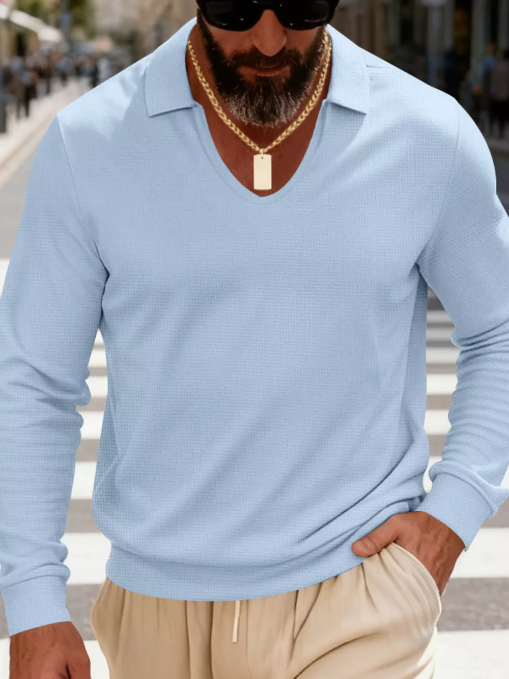 Men's Full Size Slim Fit Long Sleeve Polo Plus Size, image 8