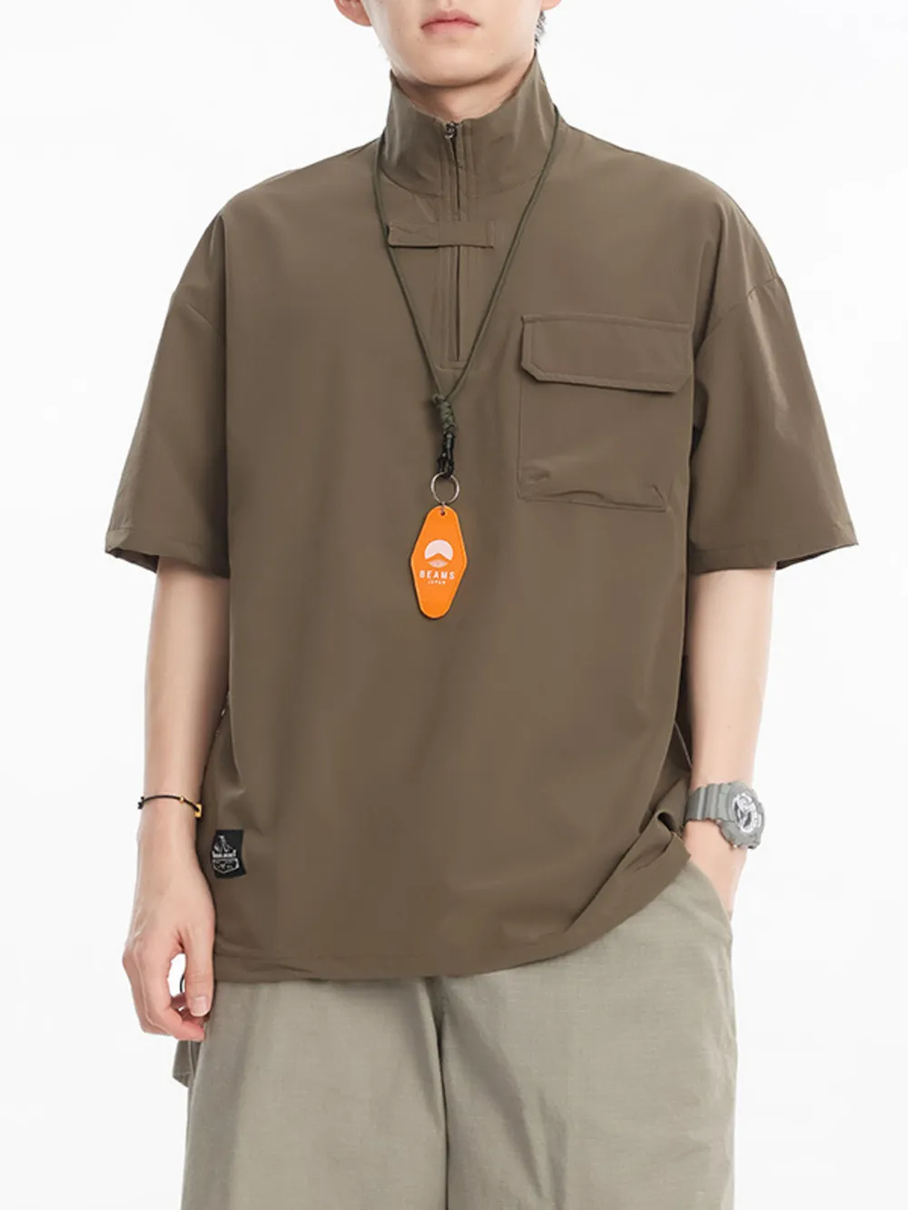 Men's Plus Size Half-Zip Half Sleeve Top, image 10