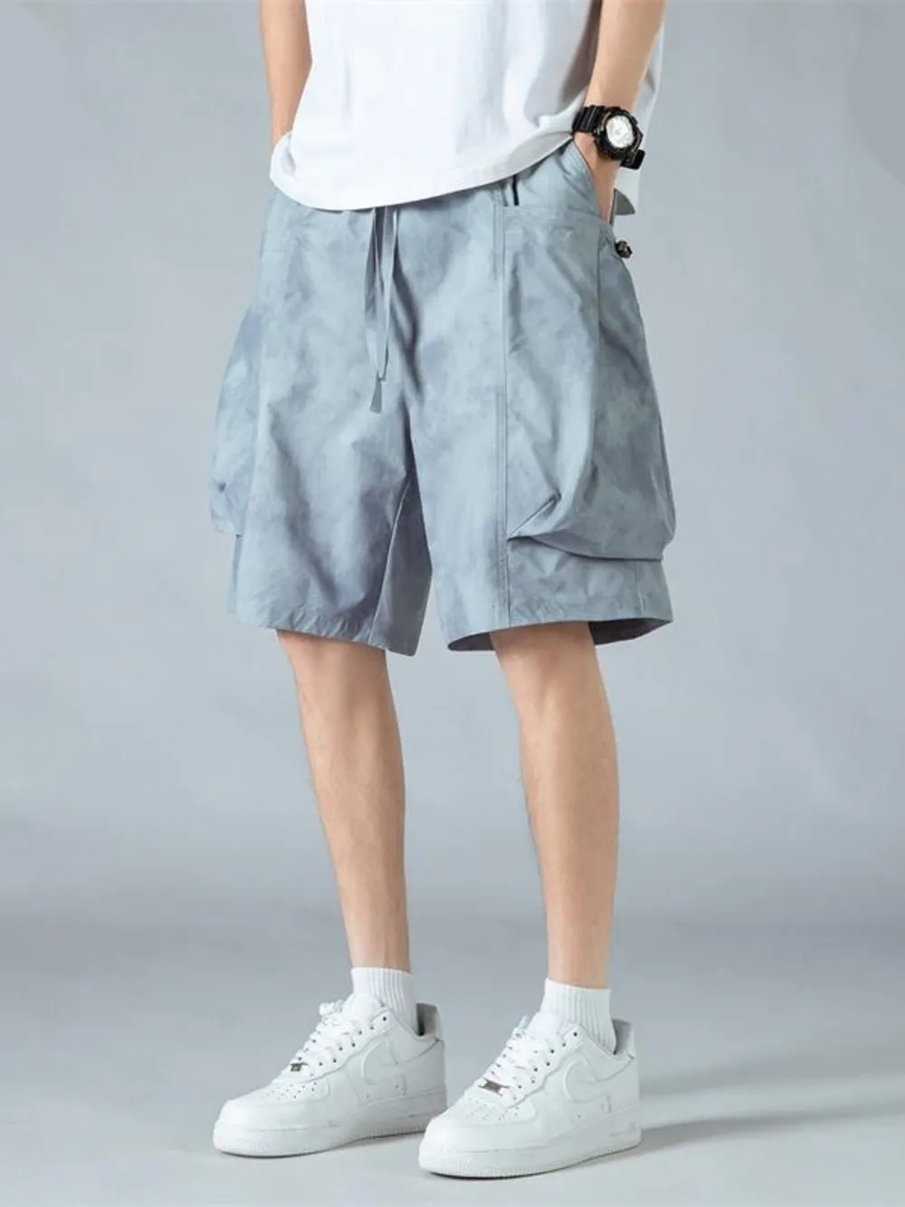 Men's Full Size Elastic Waist Cargo Shorts with Multi-Pockets Plus Size, image 10