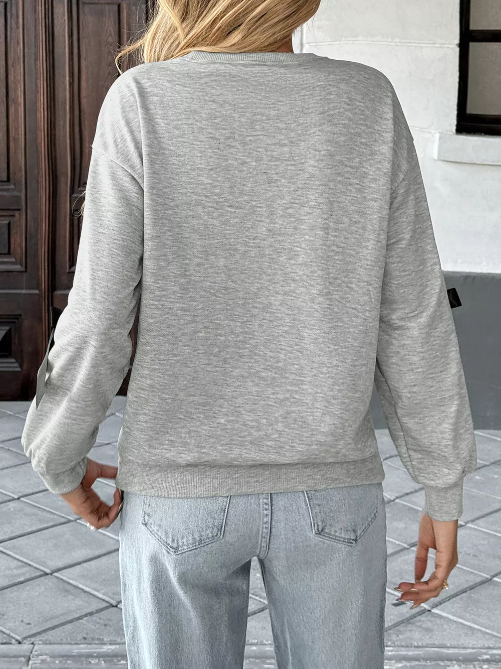 Bow Detail Round Neck Sweatshirt, image 10
