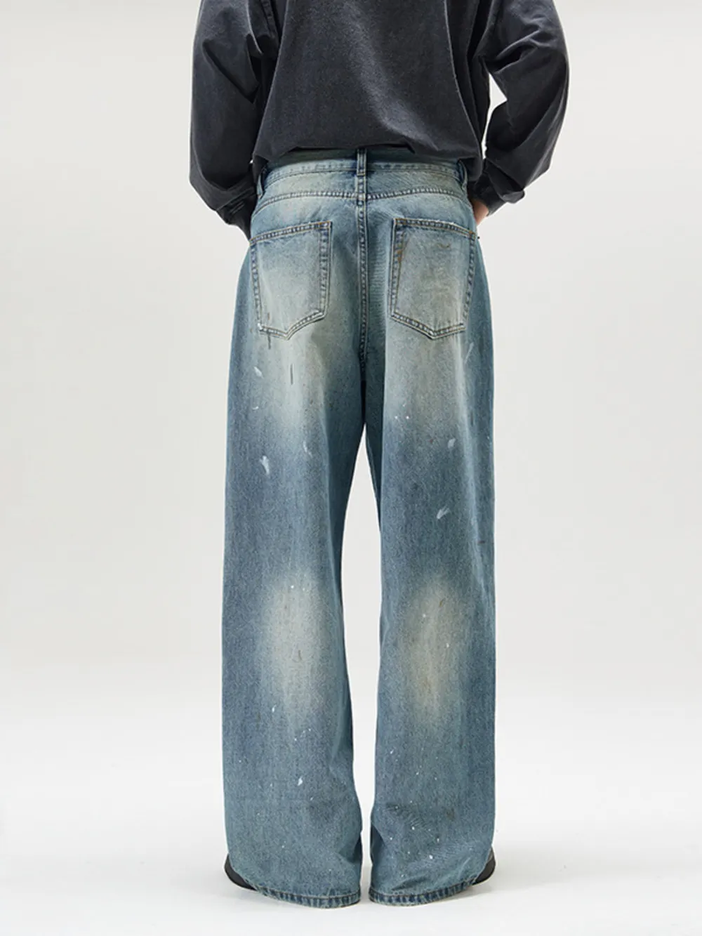Men's Vintage Washed Wide Leg Jeans, image 4