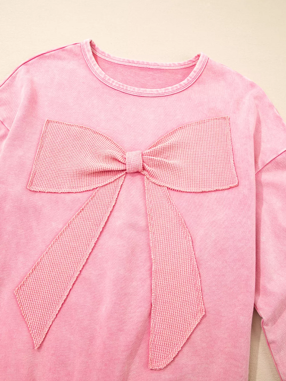 Mineral Wash Bow Patchwork Sweatshirt, image 13