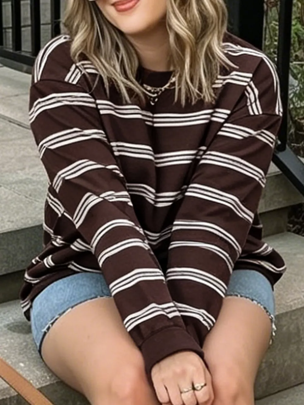 Striped Long-Sleeve Crew Neck T-Shirt, image 4