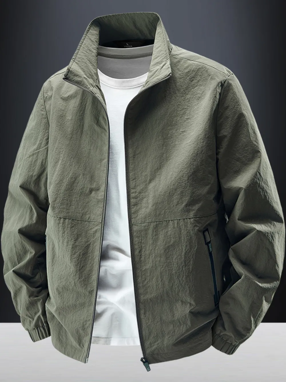 Men's Plus Size Zip Up Long Sleeve Jacket, image 10