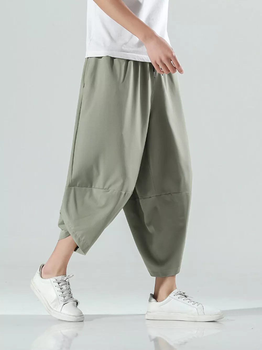Men's Plus Size Loose-Fit Wide-Leg Cropped Casual Pants, image 3