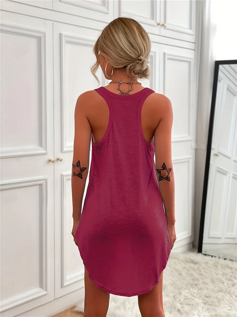 Casual Tank Mini Dress with Curved Hem, image 35