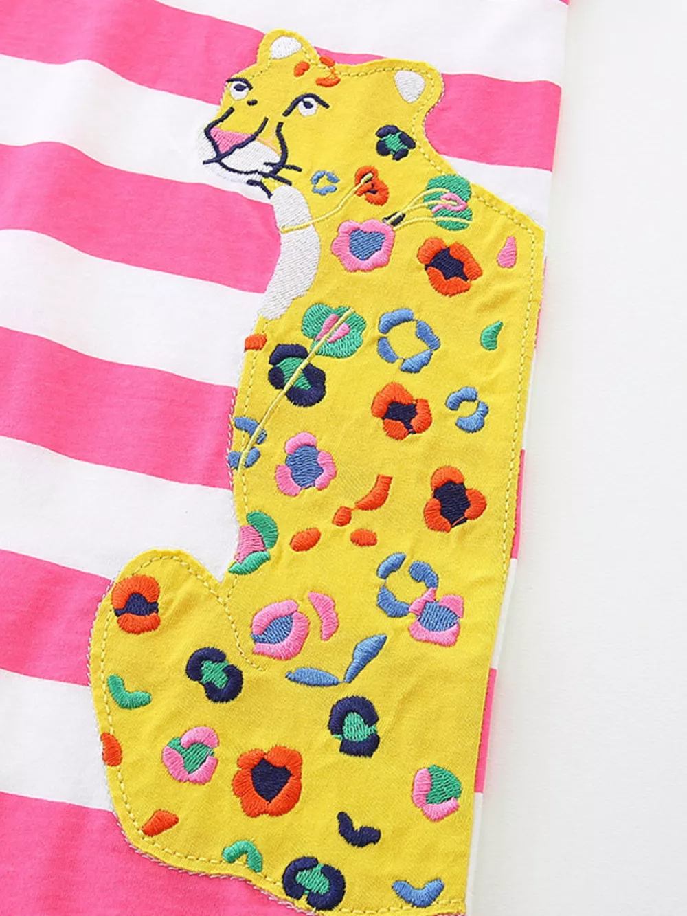 Children's Leopard Striped Short Sleeve Dress, image 3