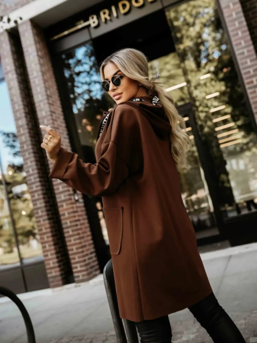 Full Size Casual Hooded Zip-Up Longline Outerwear Plus Size, image 4