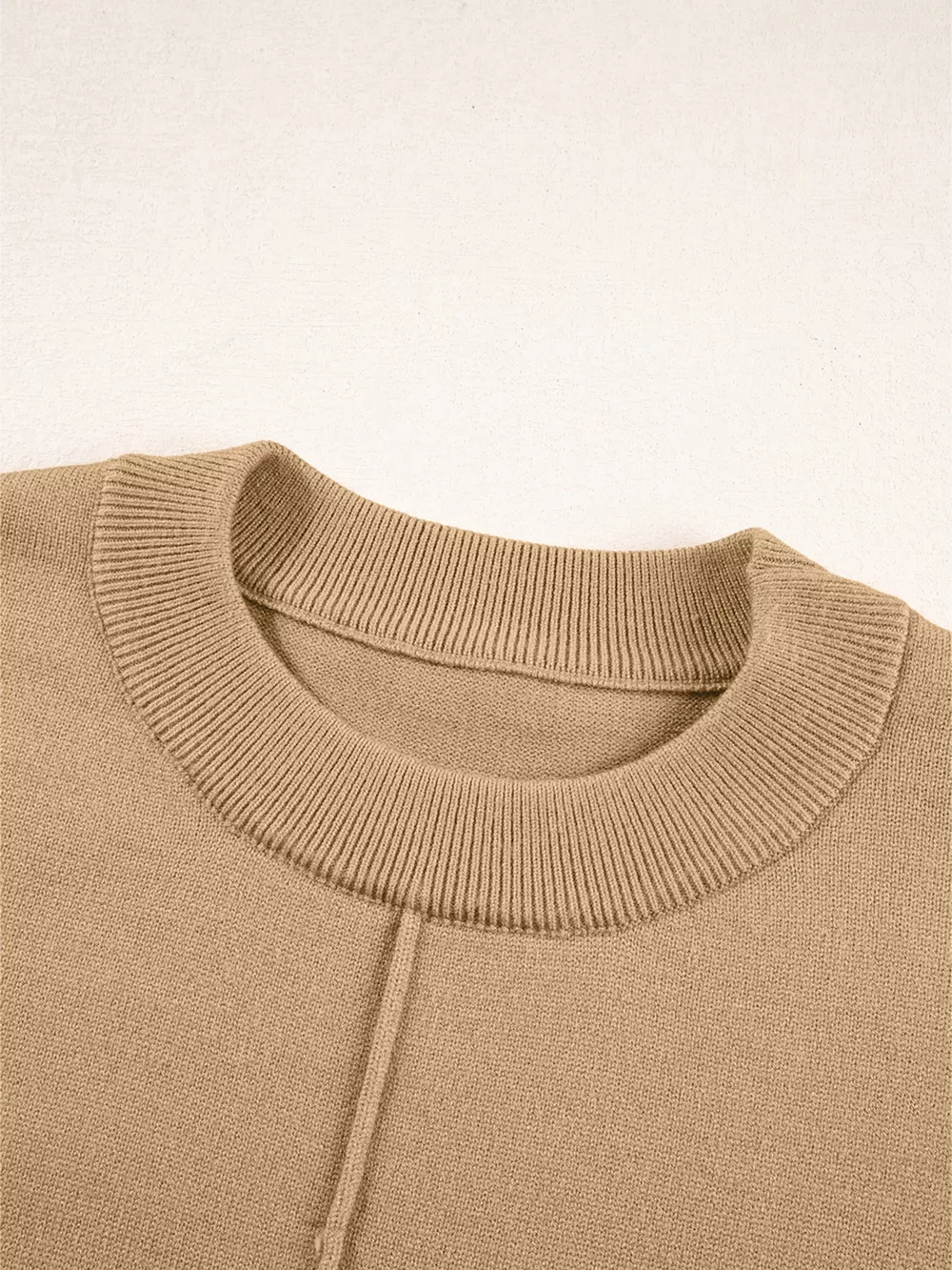 Center Seam Drop Shoulder Pullover Solid Sweater, image 17