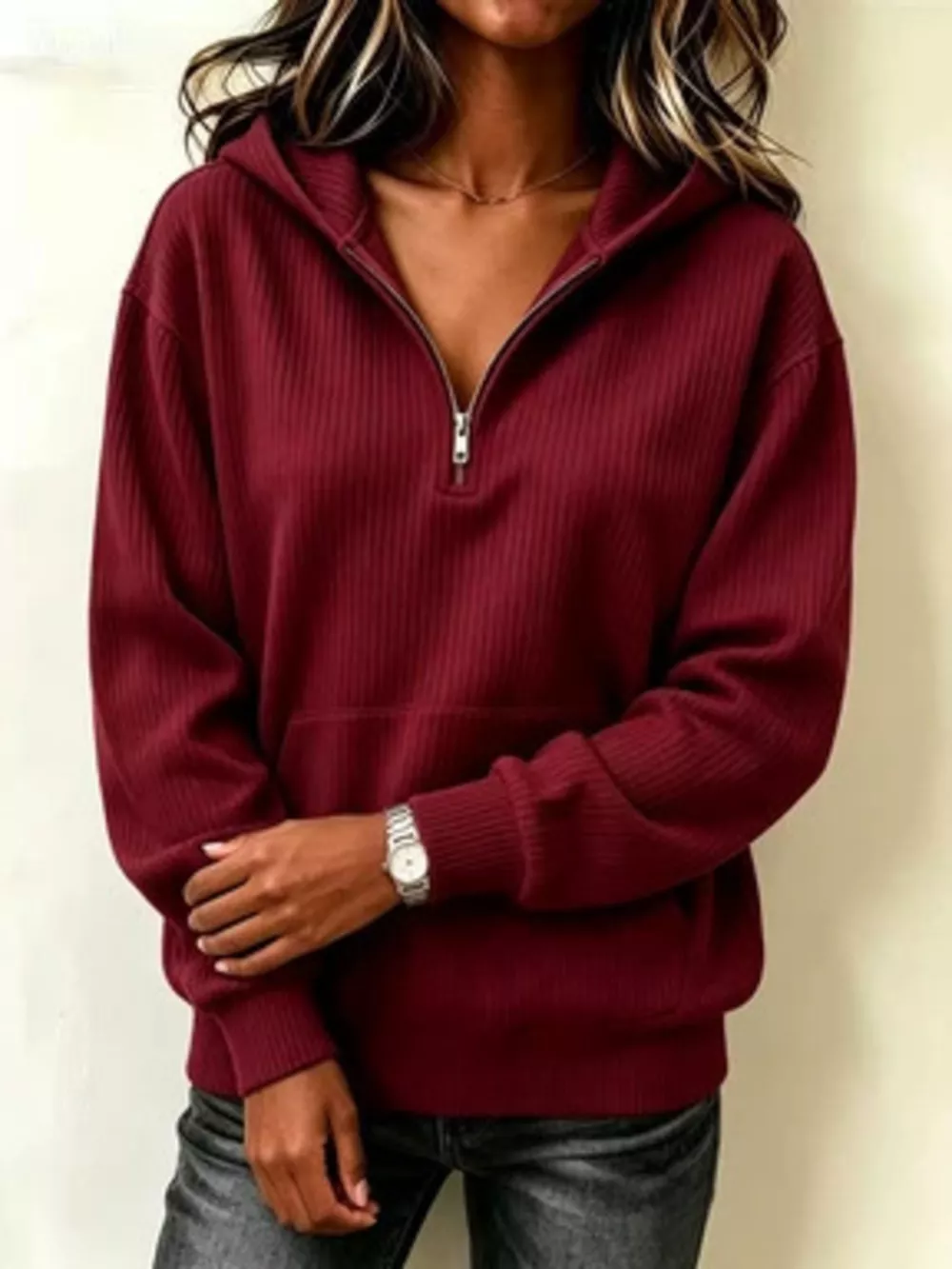 Kangaroo Pocket Half-Zip Hoodie, image 10