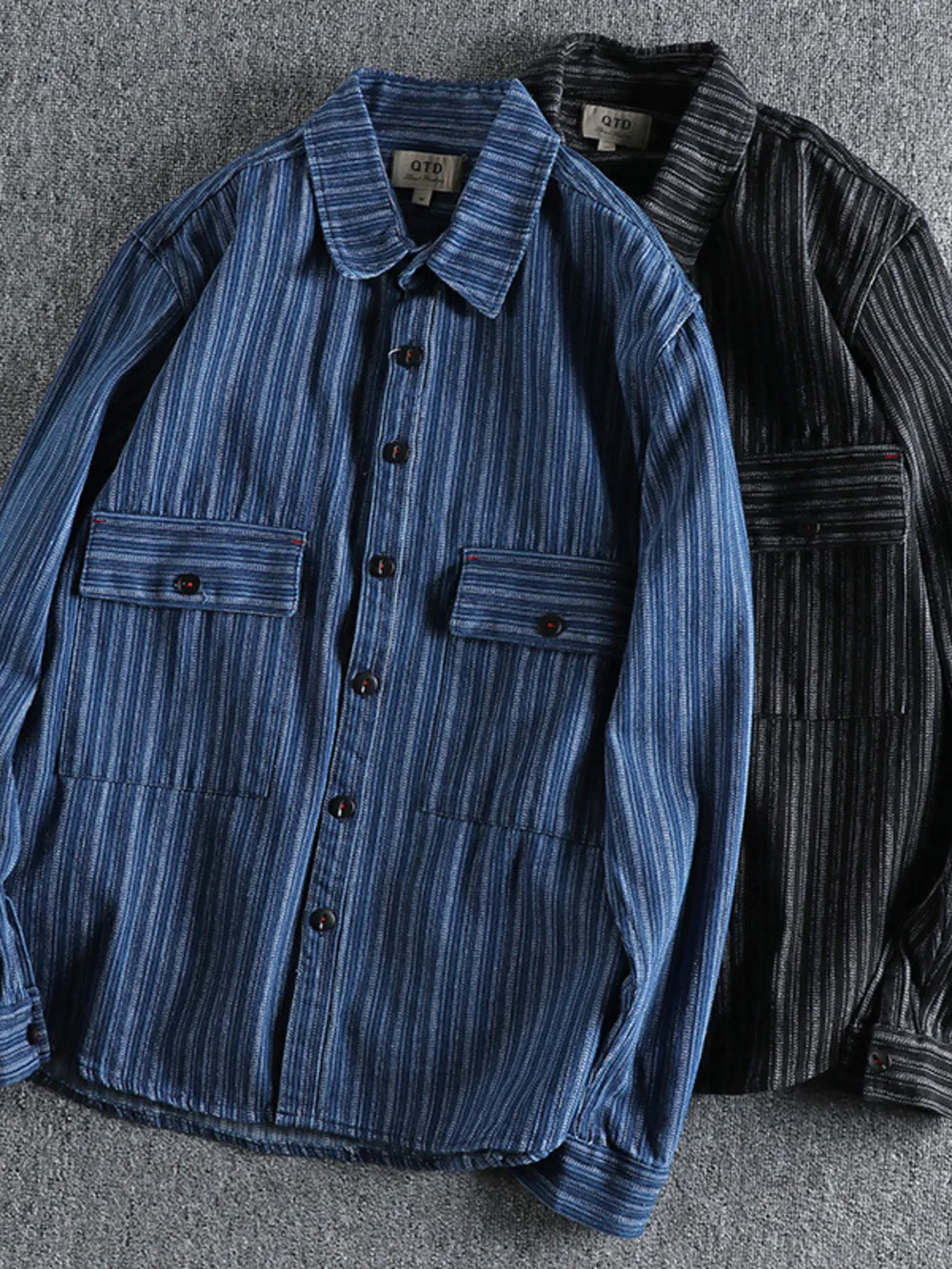 Men's Striped Button Down Denim Shirt, image 8