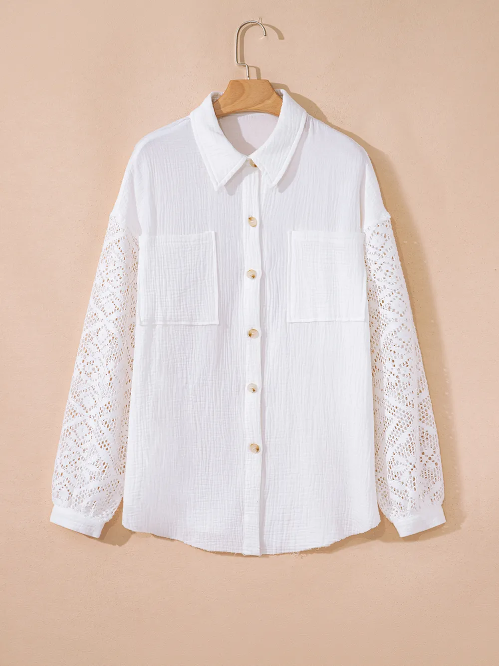 Lace Sleeve Button Down Shirt, image 15