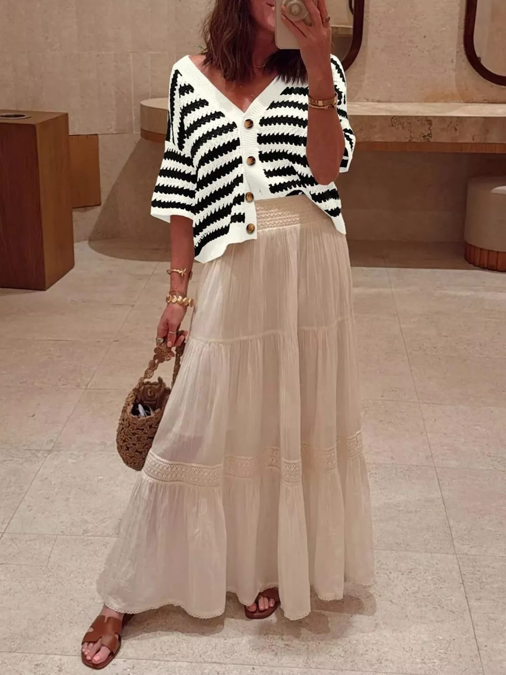 Striped Button Up Cardigan, image 15
