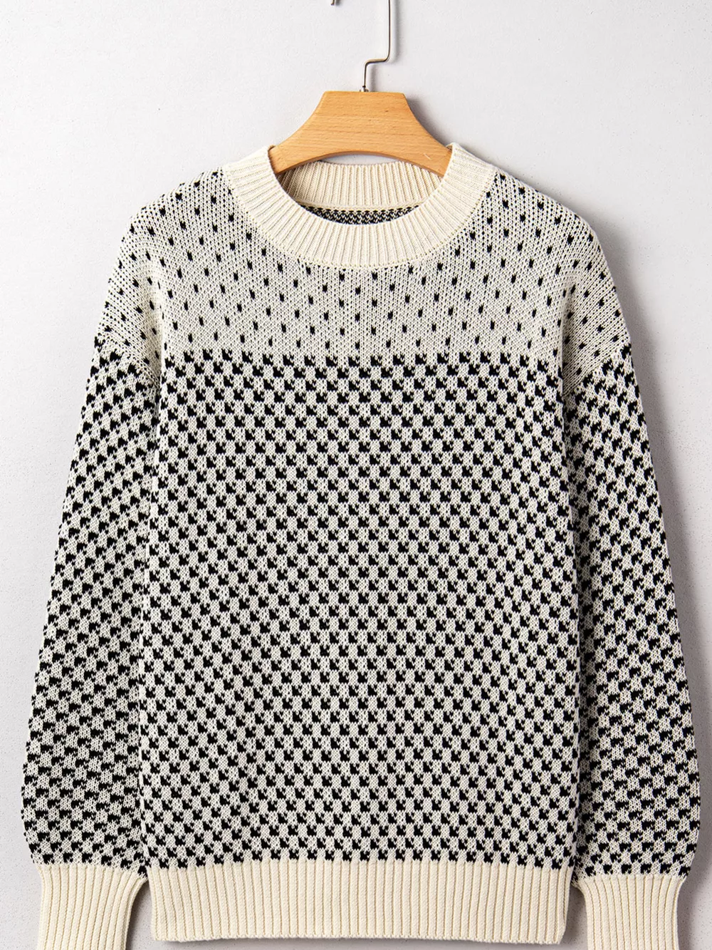 Contrast Color Pattern Lantern Sleeve Sweater, image 8
