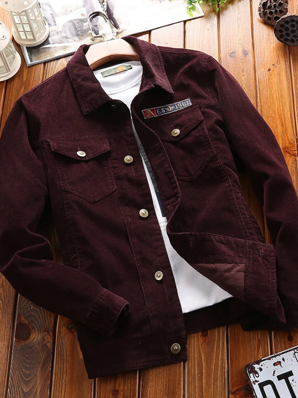 Men's Plus Size Button Up Long Sleeve Jacket, image 3