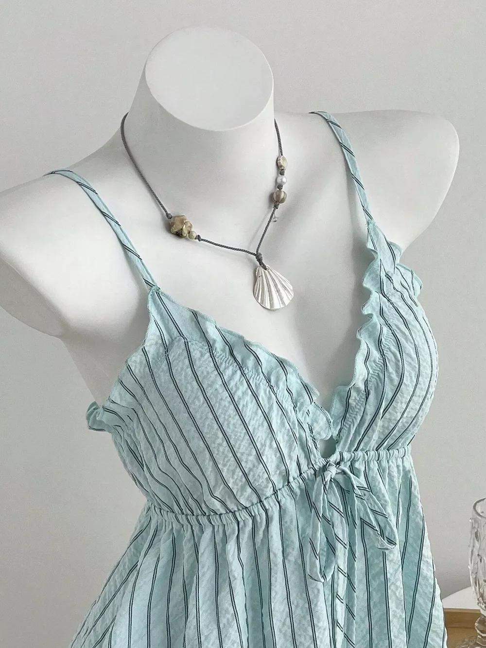 Tie Front Striped Cami and Shorts Set, image 2