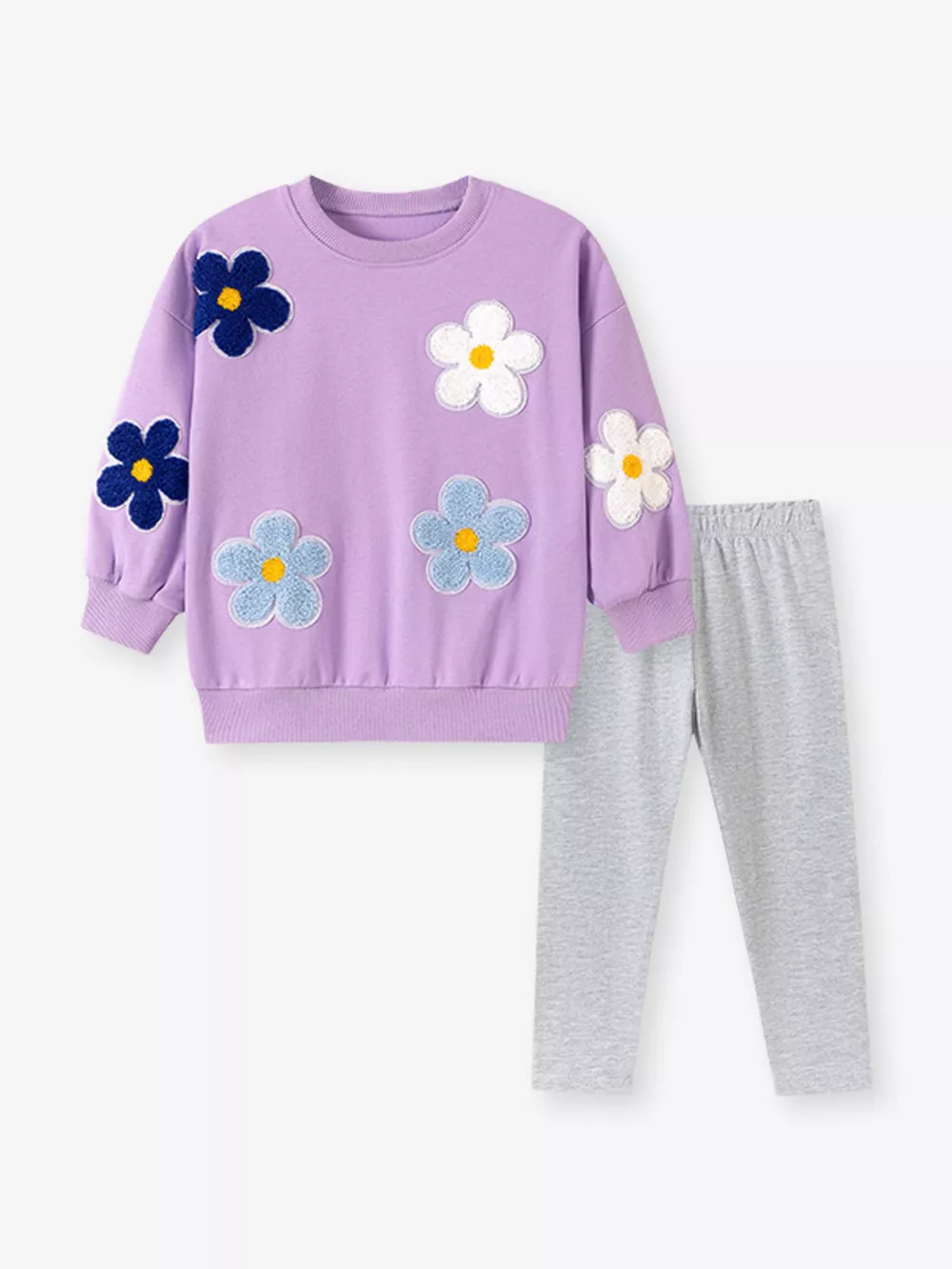 Children's Floral Applique Sweatshirt and Leggings Set, image 2