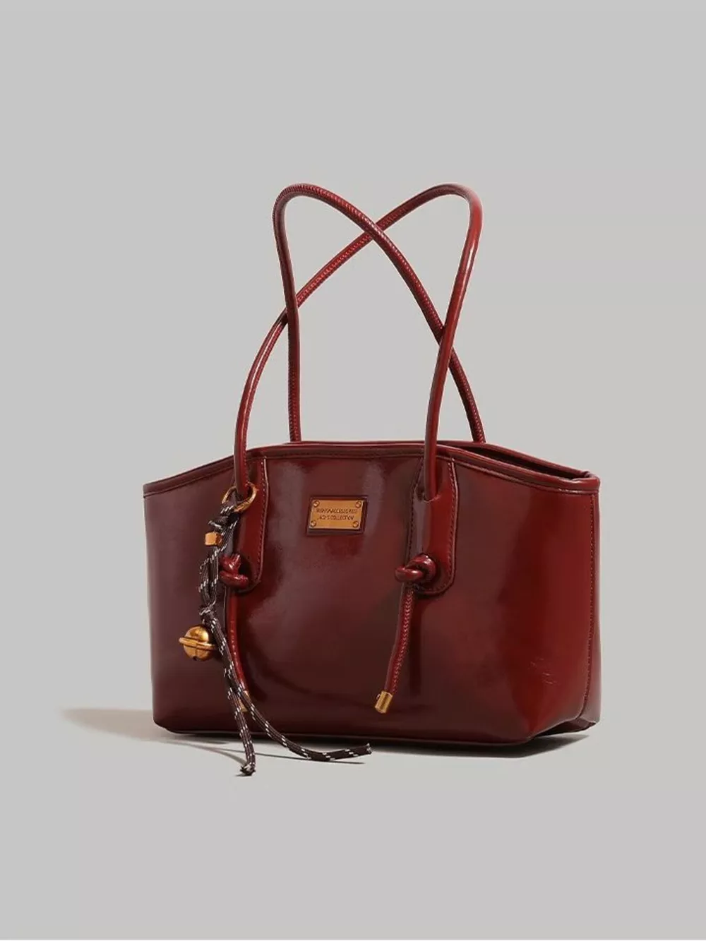 Leather Shoulder Bag with Knot Detail, image 3