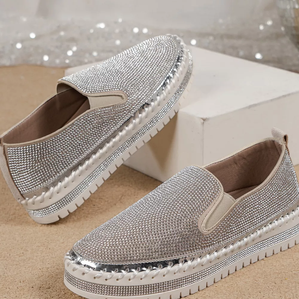 Rhinestone Round Toe Platform Loafers, image 13