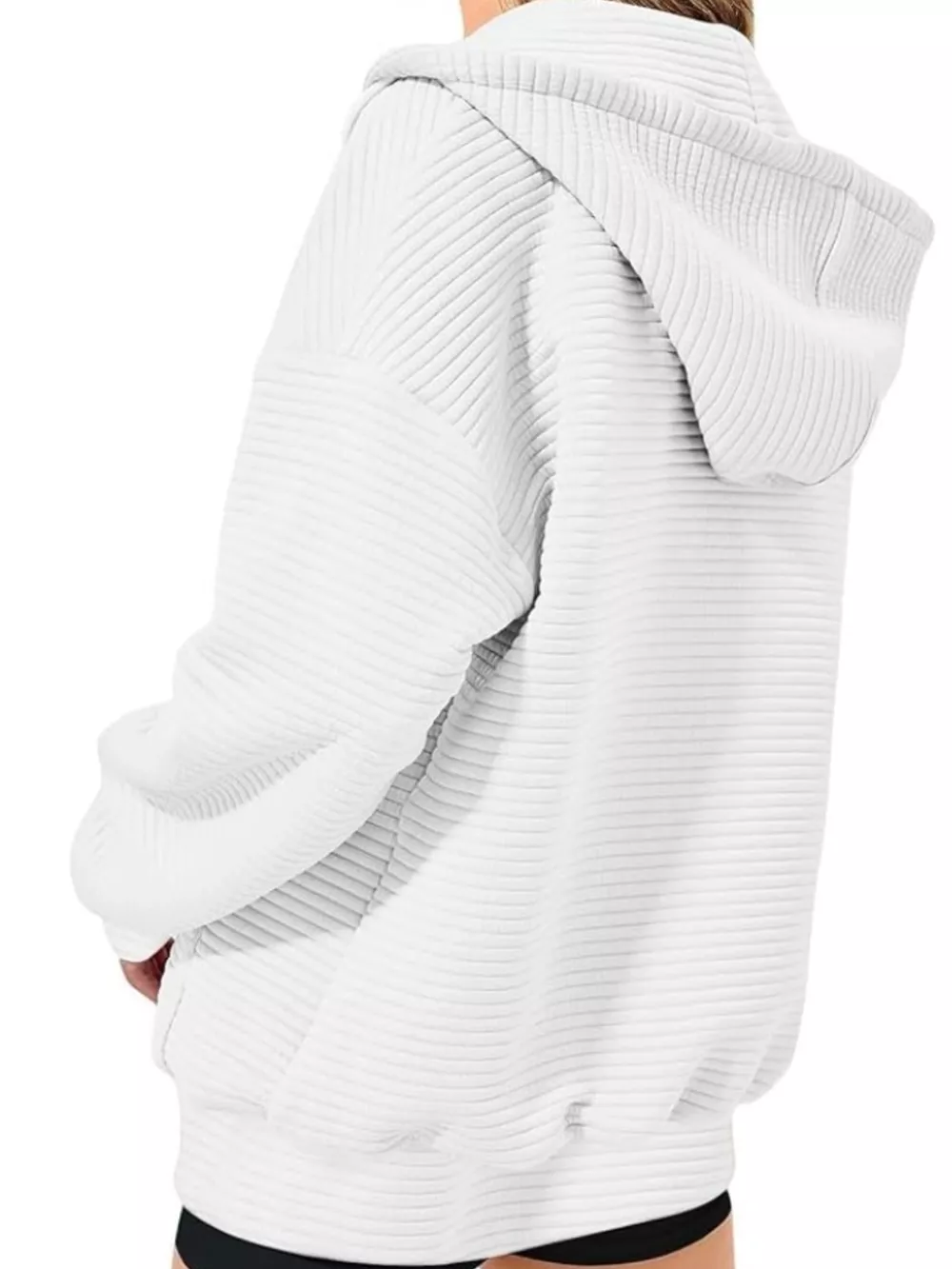 Drawstring Zip Up Dropped Shoulder Hoodie, image 14