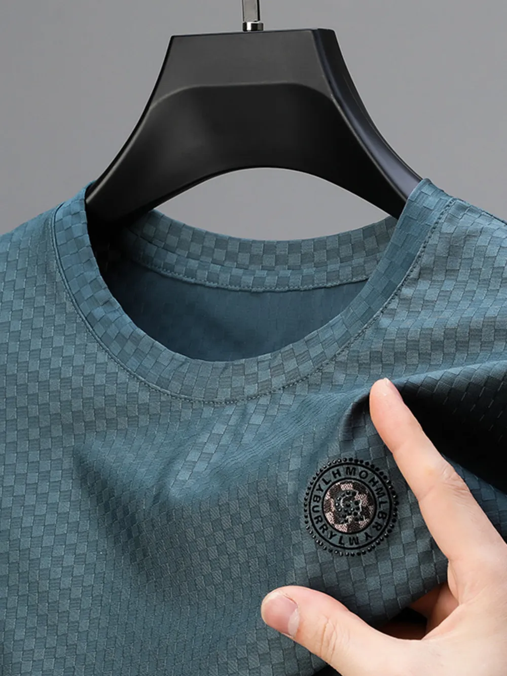 Men's Plus Size Checkerboard Pattern T-Shirt, image 4