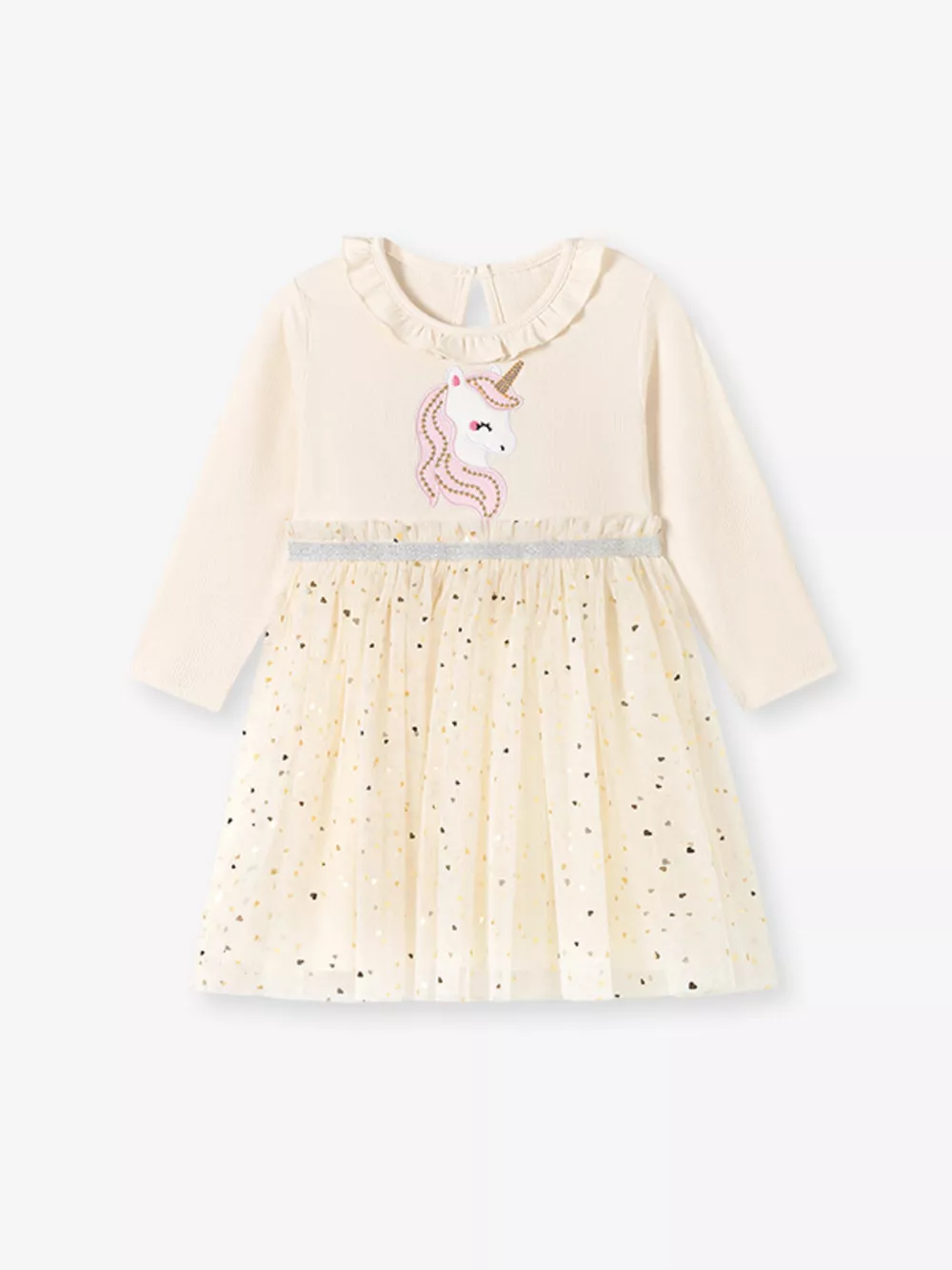 Children's Unicorn Applique Ruffle Trim Tulle Dress, image 5
