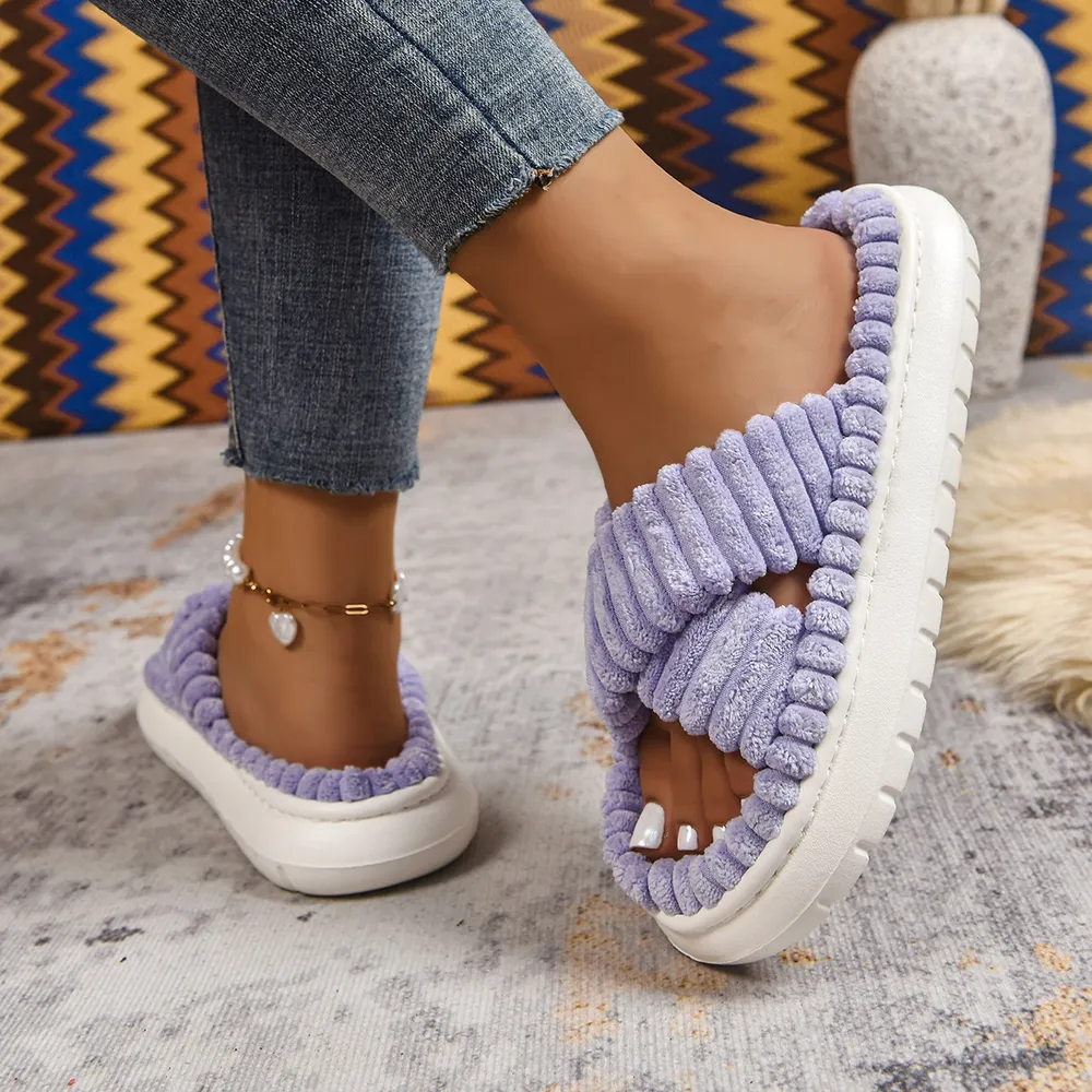 Crisscross Open Toe Platform Slippers, image 27