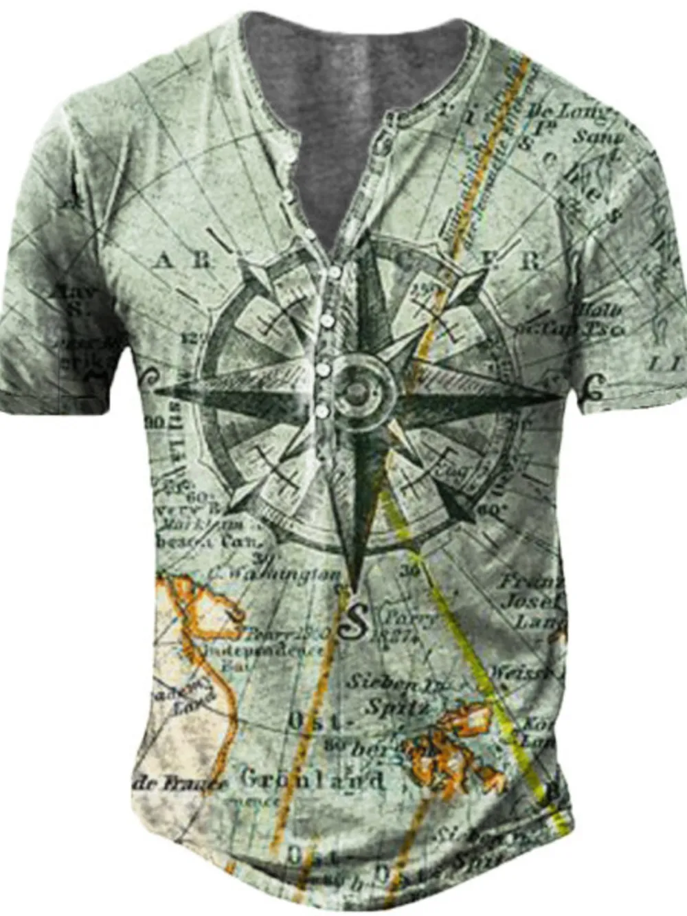 Men's Full Size Button Detail Short Sleeve T-Shirt Plus Size, image 7