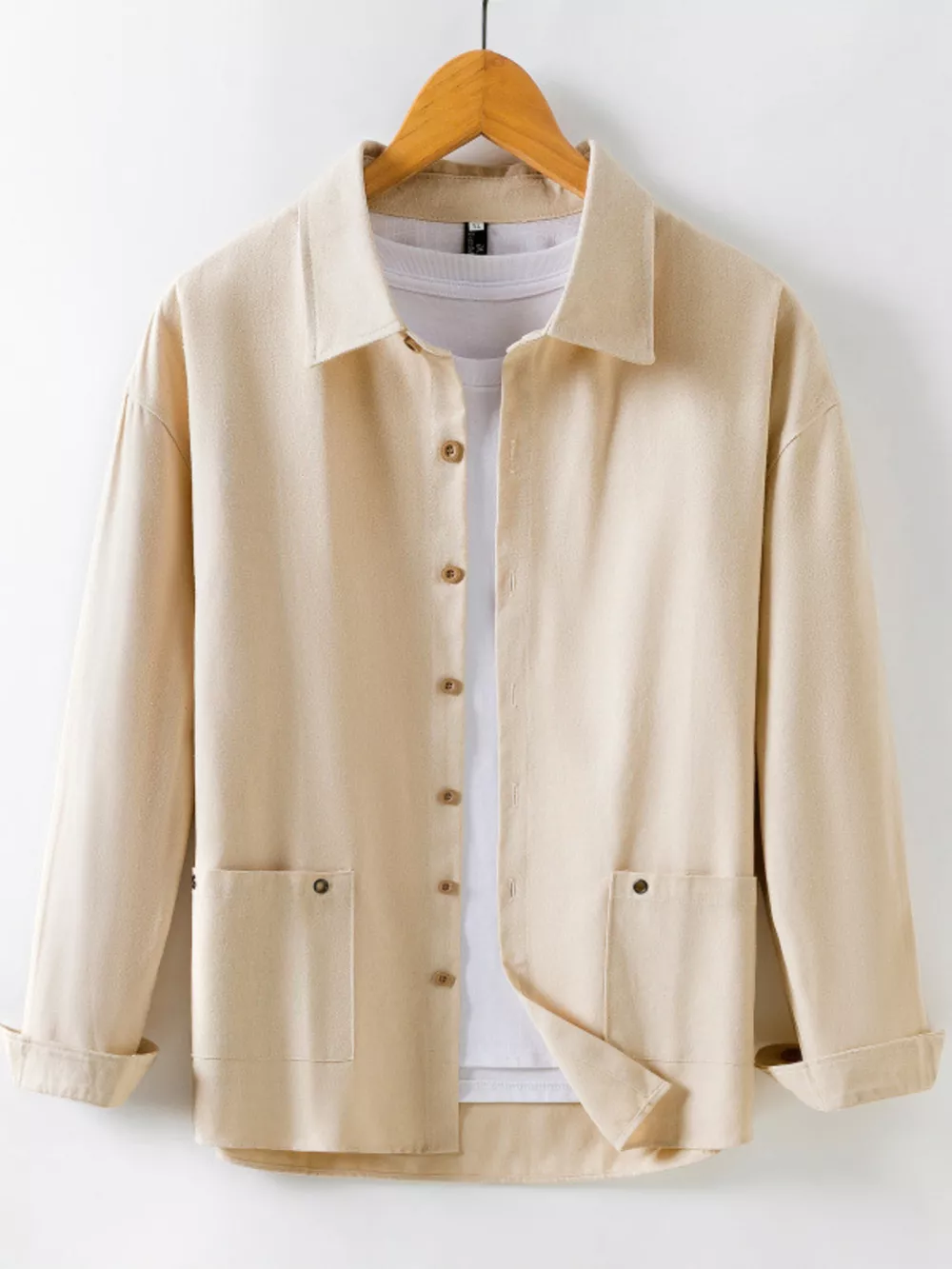 Men's Casual Solid Color Long Sleeve Shirt, image 5