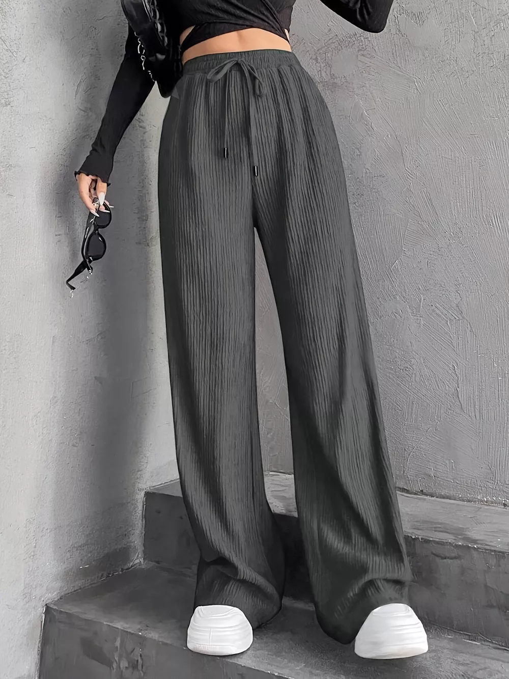 Drawstring Wide Leg Pants, image 8