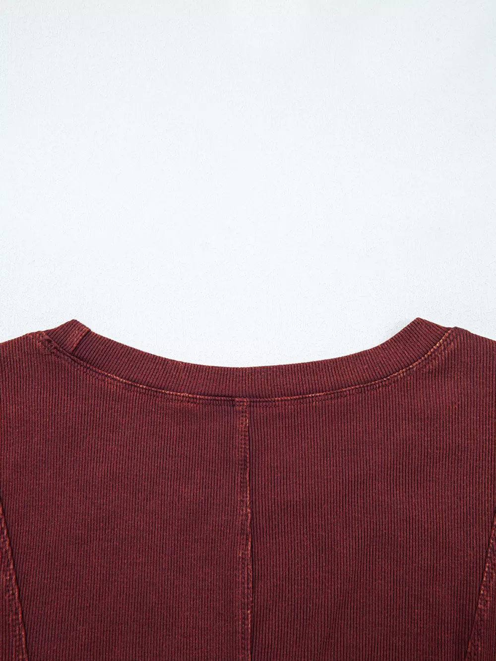 Exposed Seam Ribbed Long Sleeve Top, image 8