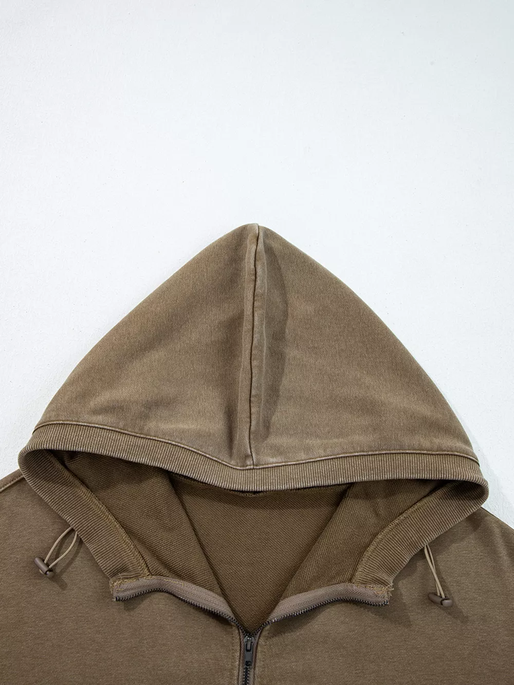 Half Zip Kangaroo Pocket Mineral Wash Baggy Hoodie, image 11
