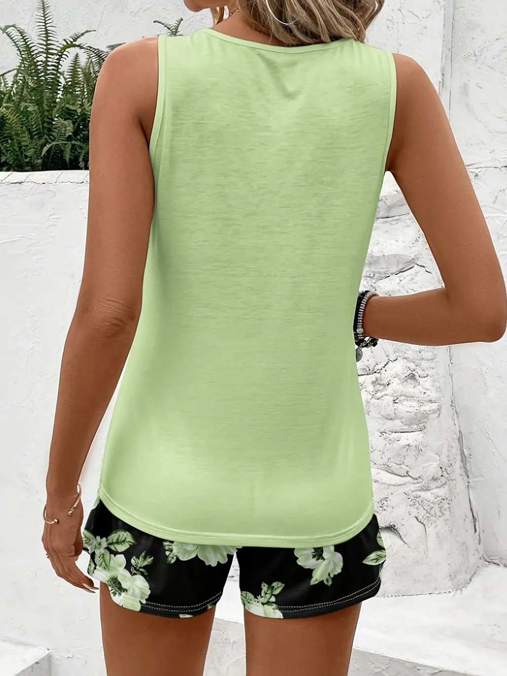 Round Neck Tank and Shorts Set, image 3