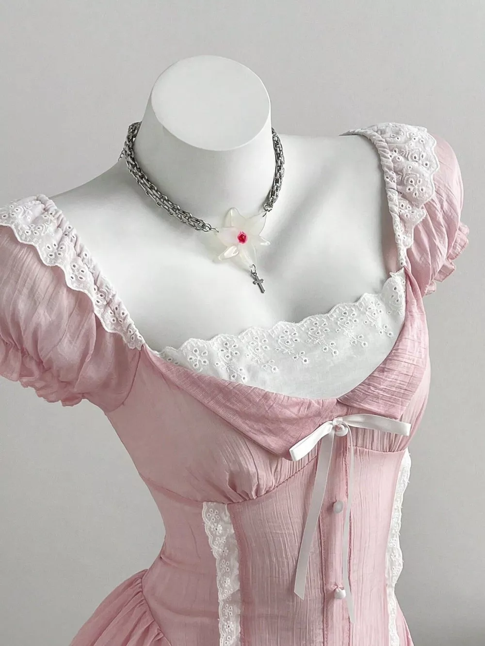 Lace Detail Cap Sleeve Dress, image 2