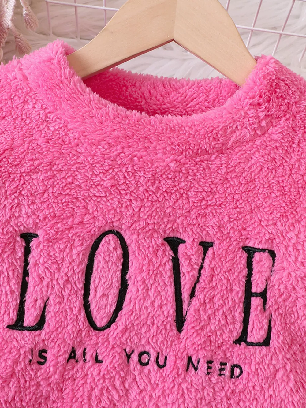 Children's Love Round Neck Fuzzy Sweatshirt, image 3