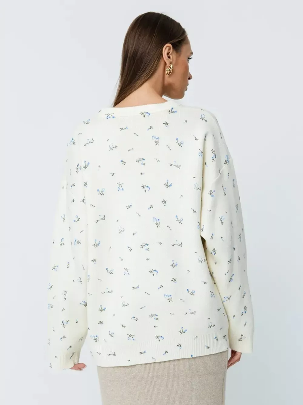 Floral Dropped Shoulder Oversized Sweater, image 8