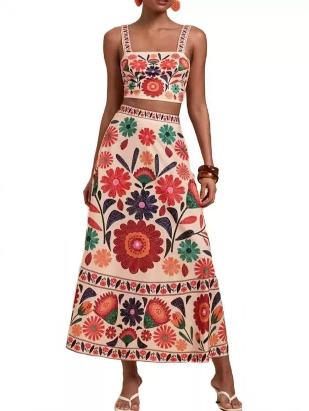 Floral Print Crop Top and Skirt Set, image 8