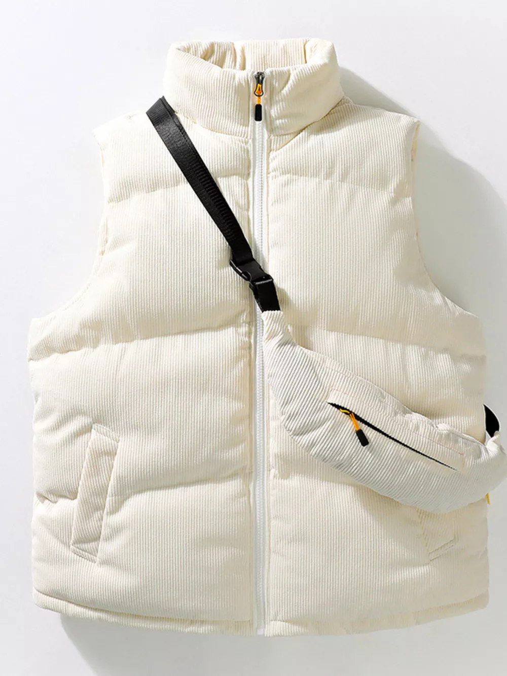 Men's Plus Size Corduroy Padded Vest with Chest Bag 2-Piece Set, image 4