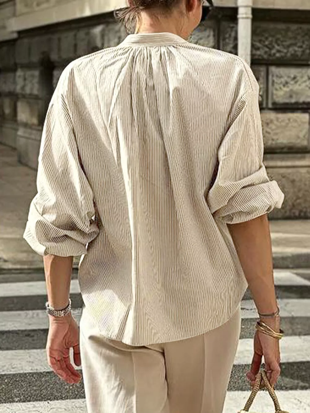 Striped Tie-Front Long Sleeve Shirt, image 5