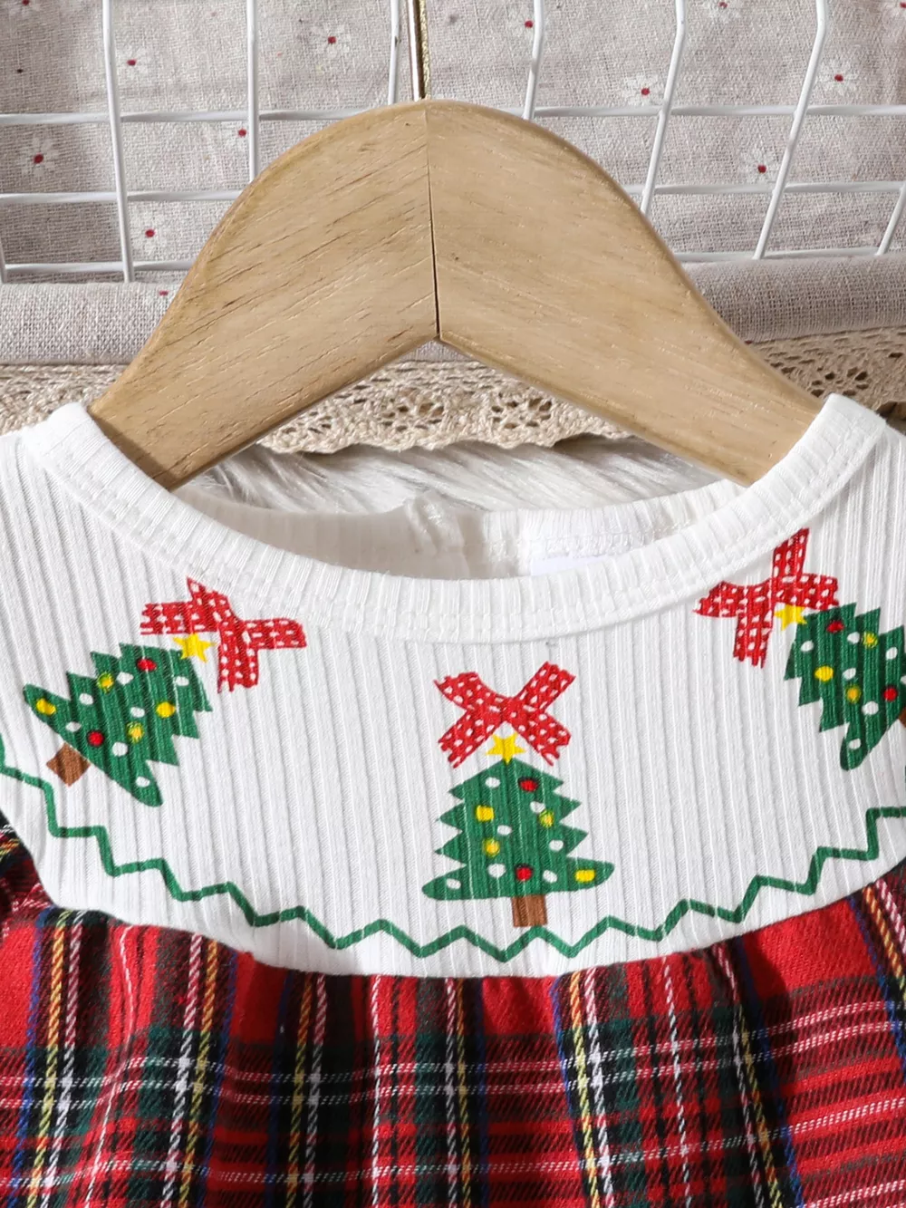 Children's Christmas Plaid Long Sleeve Dress, image 4
