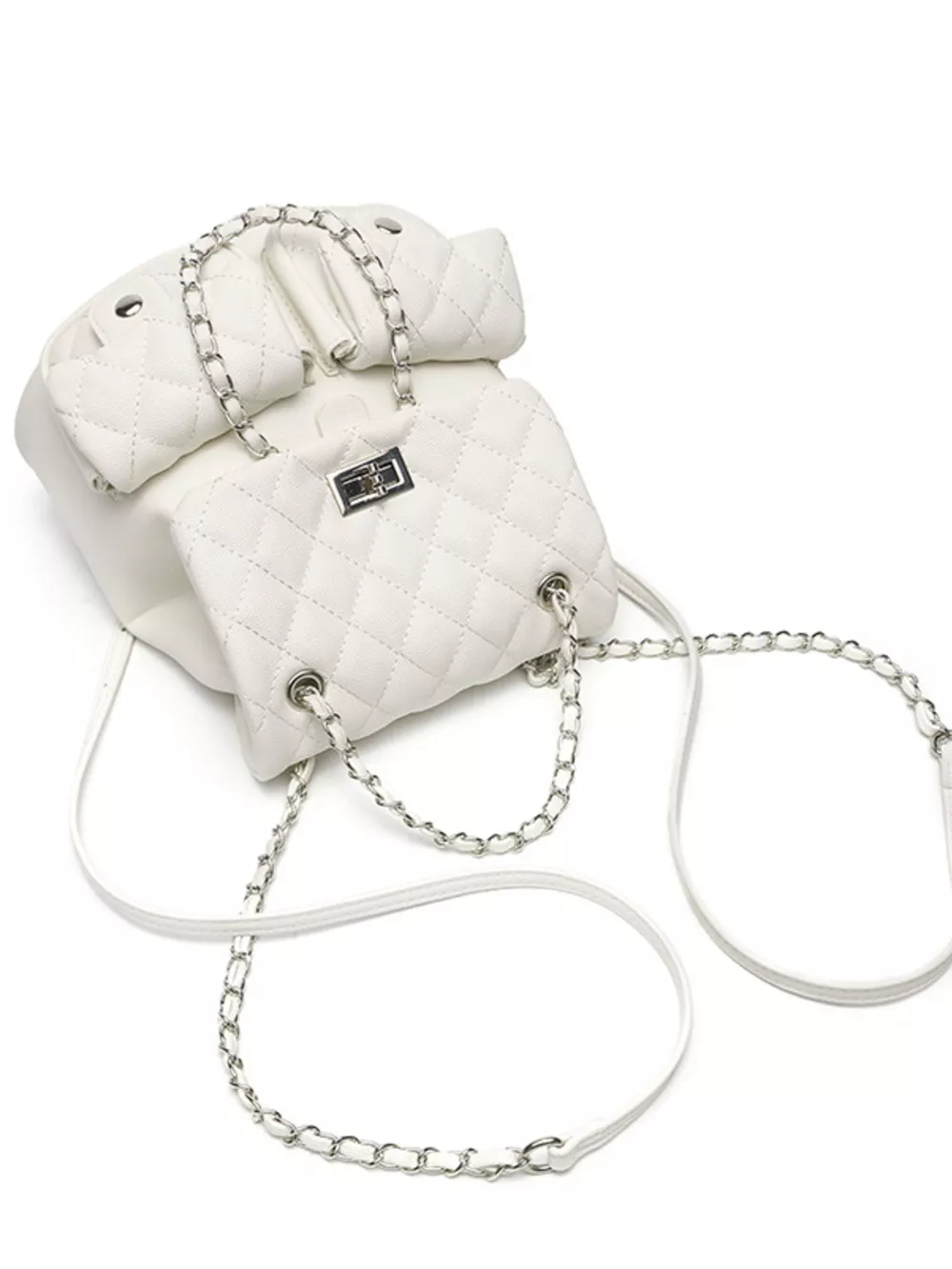 Quilted Chain Strap Backpack Bag, image 7